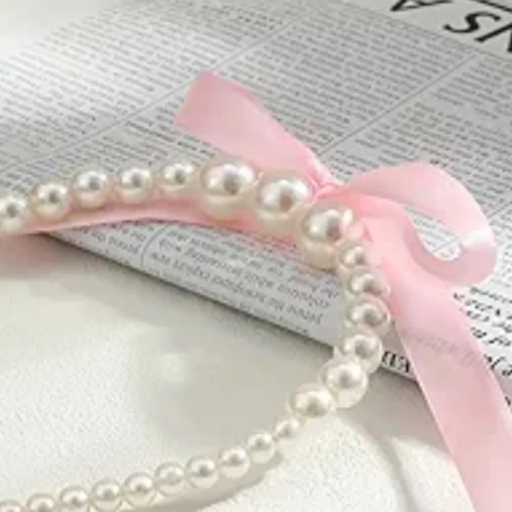 Beautiful Pearl Headband with Pink Bow 🎀🎀